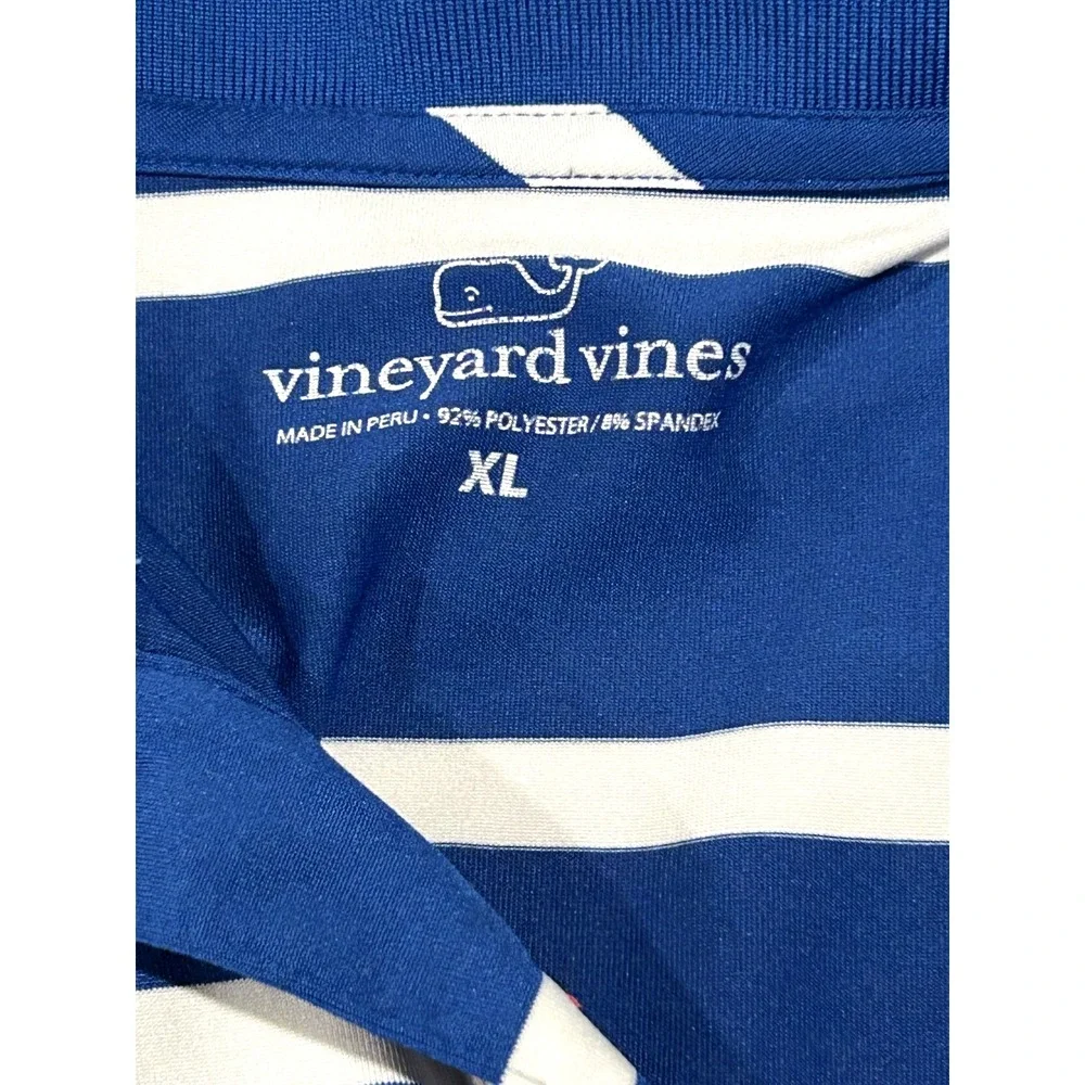 Vineyard Vines Striped Polo Shirt Short Sleeve Preppy Casual XL Whale Logo White